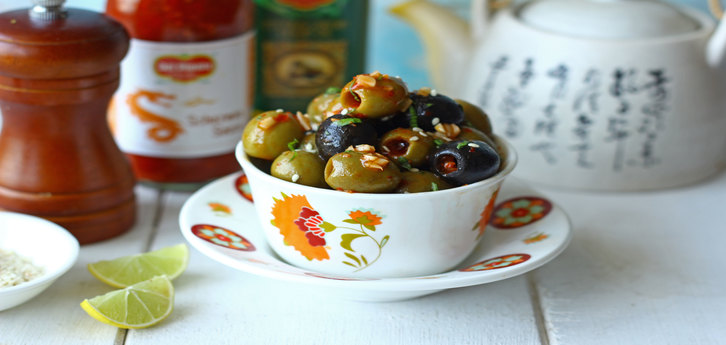 Del Monte Schezwan Olives  Recipe