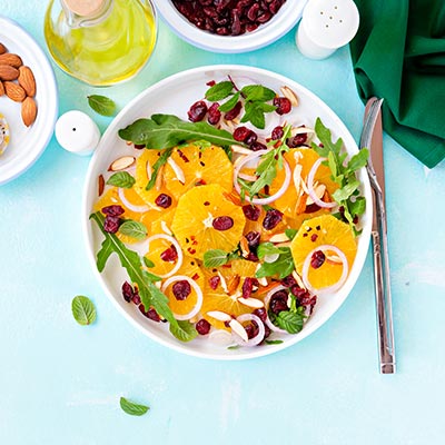 Del Monte Orange Cranberry Salad With Rockets & Almonds Recipe